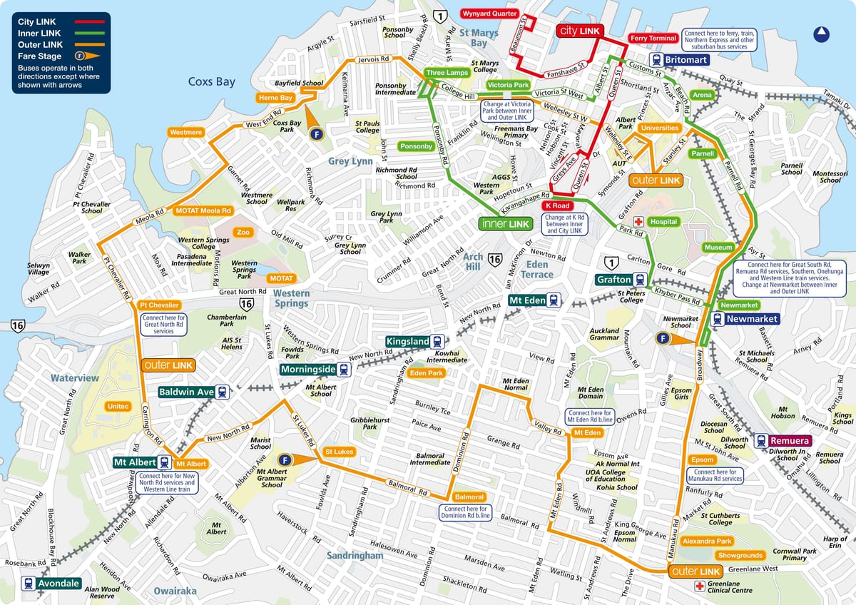 オークランドバス路線図