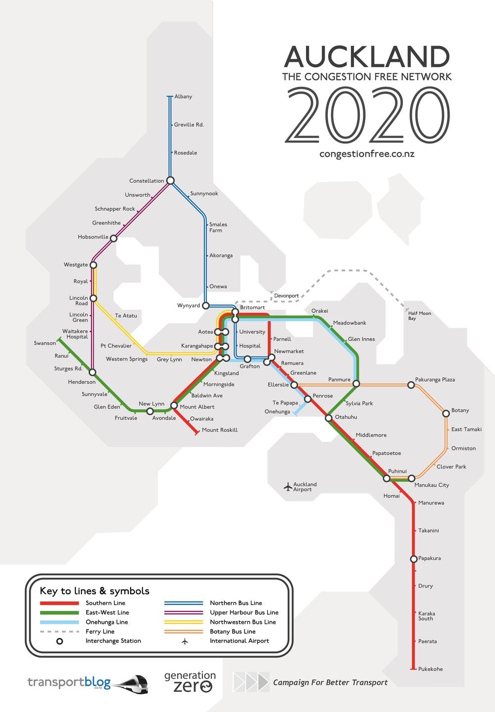 電車オークランド地図