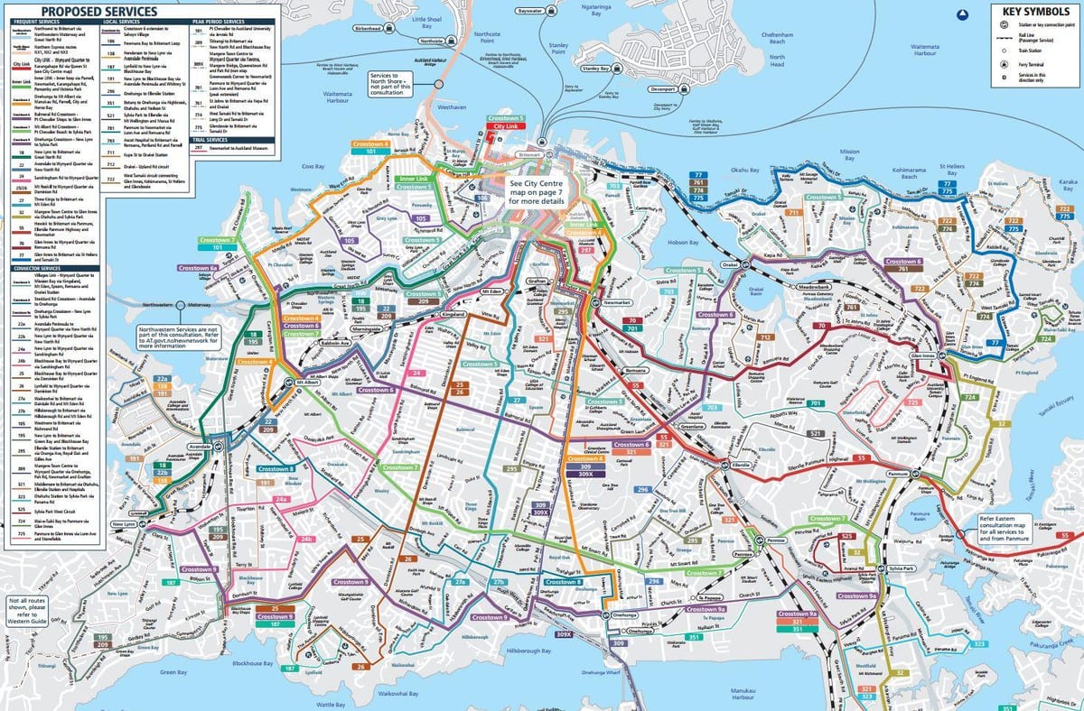 オークランド公共交通機関地図