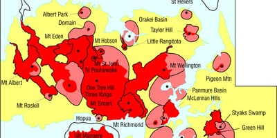 オークランドの火山の地図